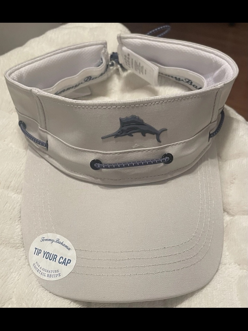 Tommy Bahama Light Gray Visor with Navy Trim